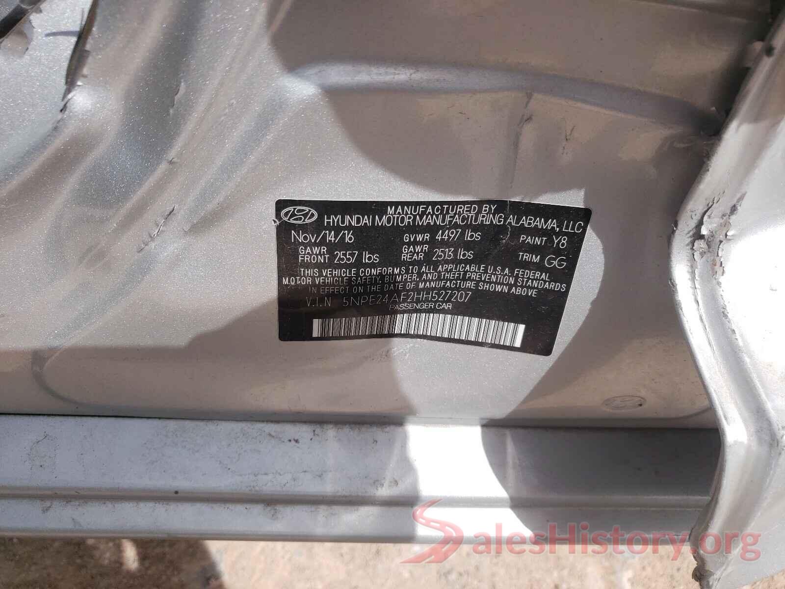 5NPE24AF2HH527207 2017 HYUNDAI SONATA