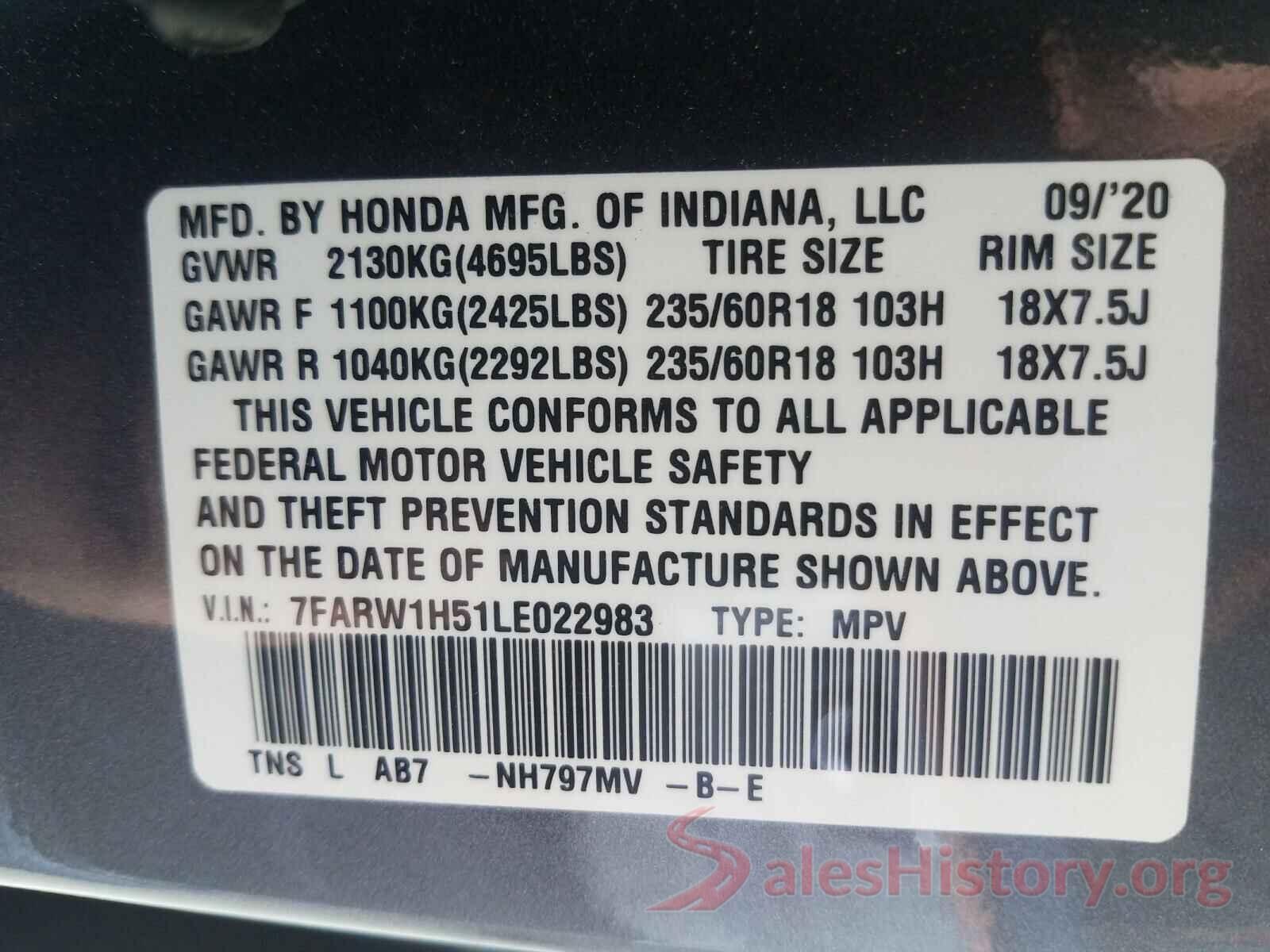 7FARW1H51LE022983 2020 HONDA CRV