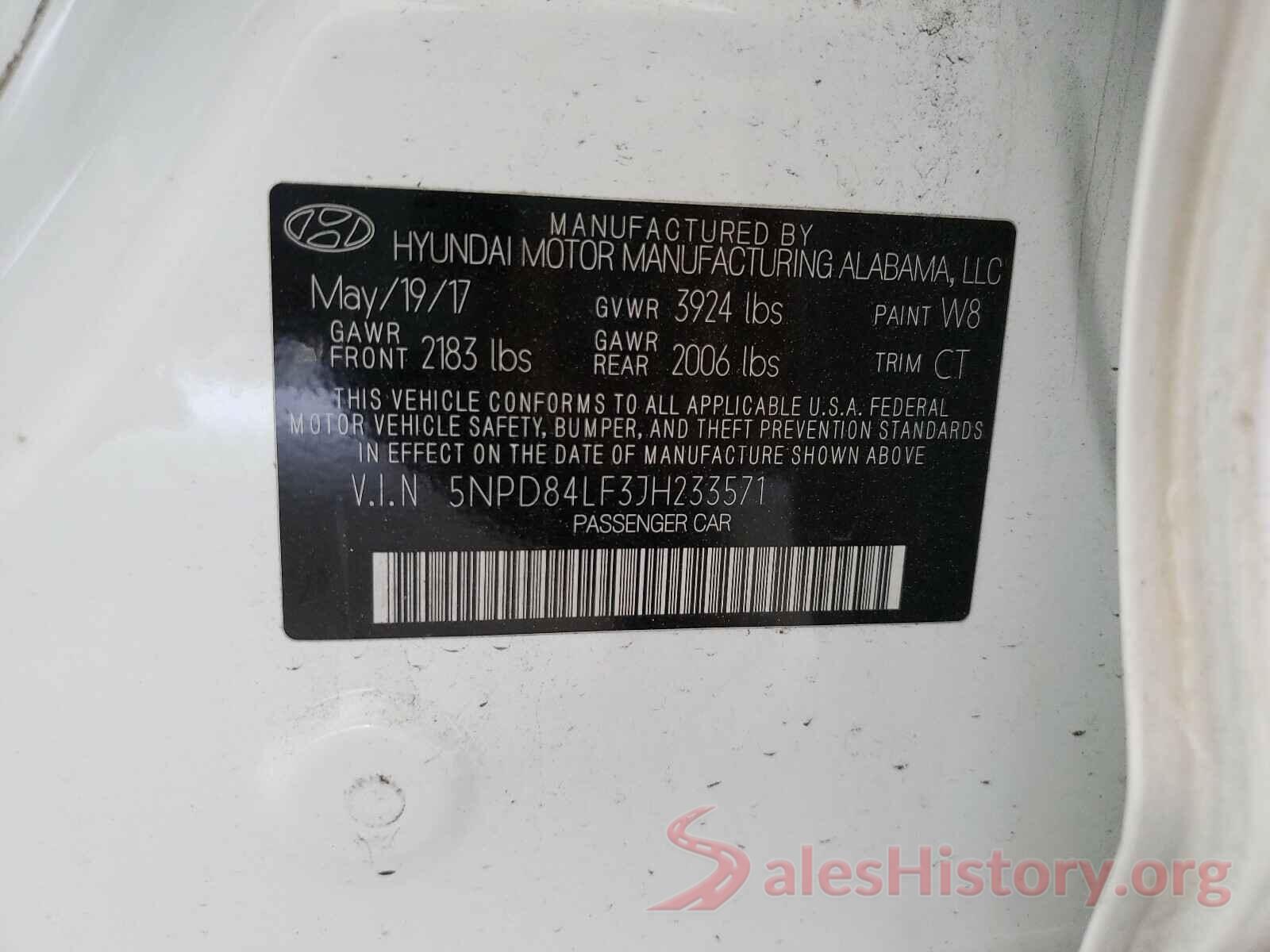 5NPD84LF3JH233571 2018 HYUNDAI ELANTRA