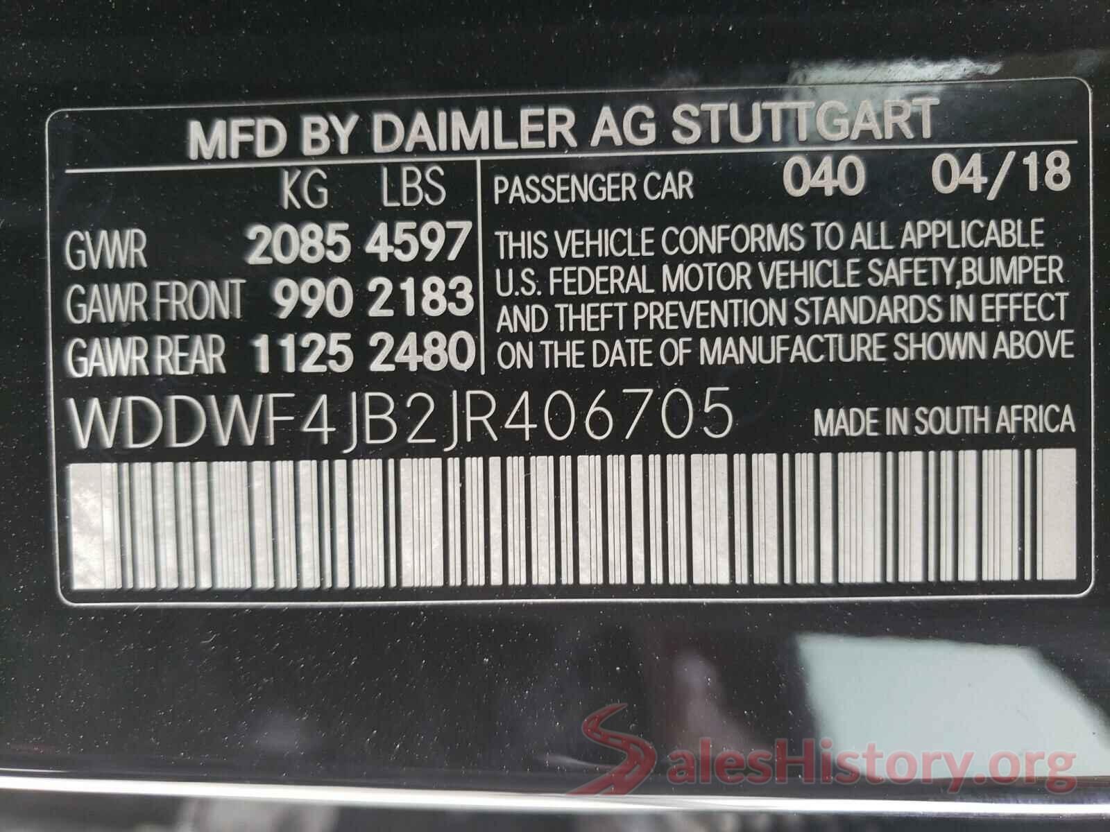 WDDWF4JB2JR406705 2018 MERCEDES-BENZ C CLASS