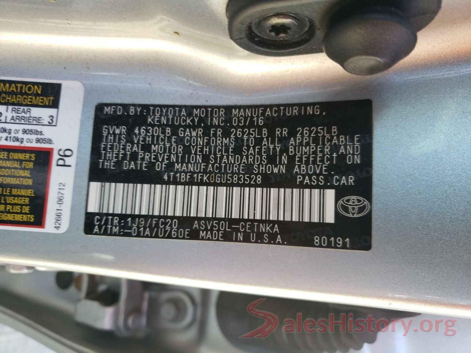 4T1BF1FK0GU583528 2016 TOYOTA CAMRY