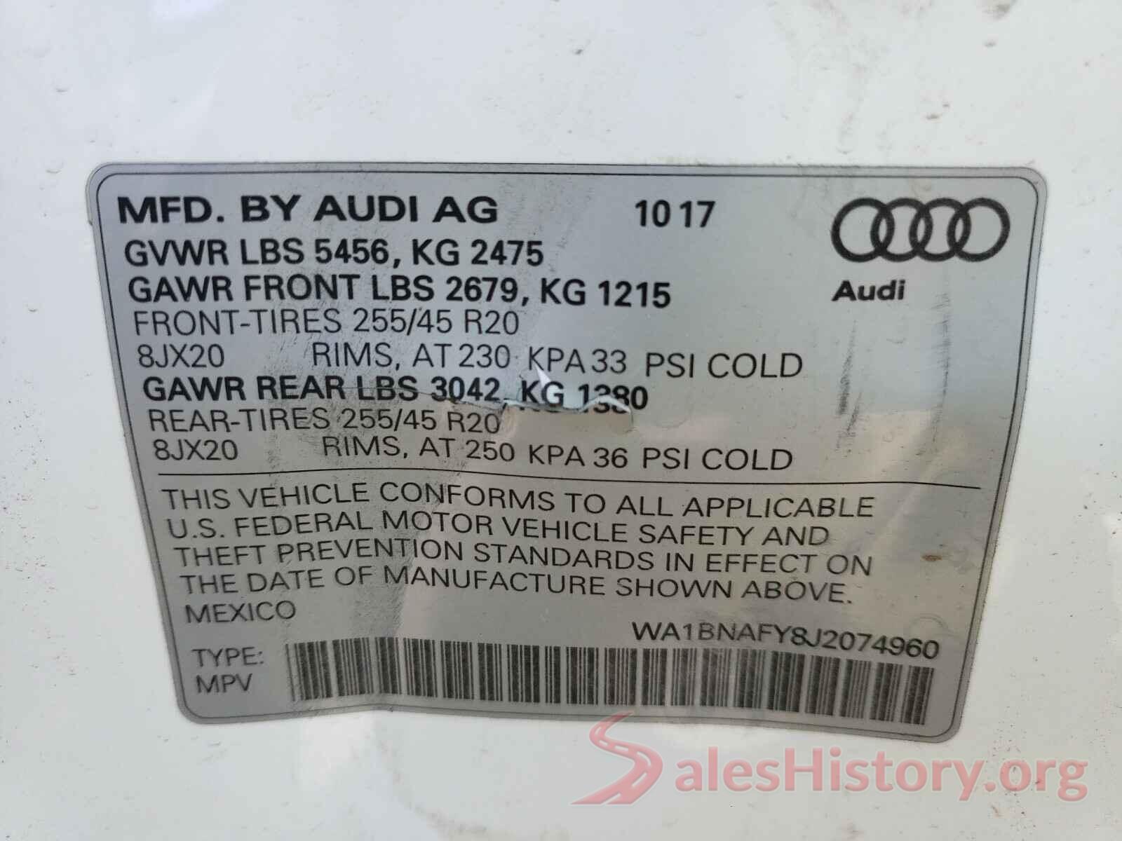 WA1BNAFY8J2074960 2018 AUDI Q5