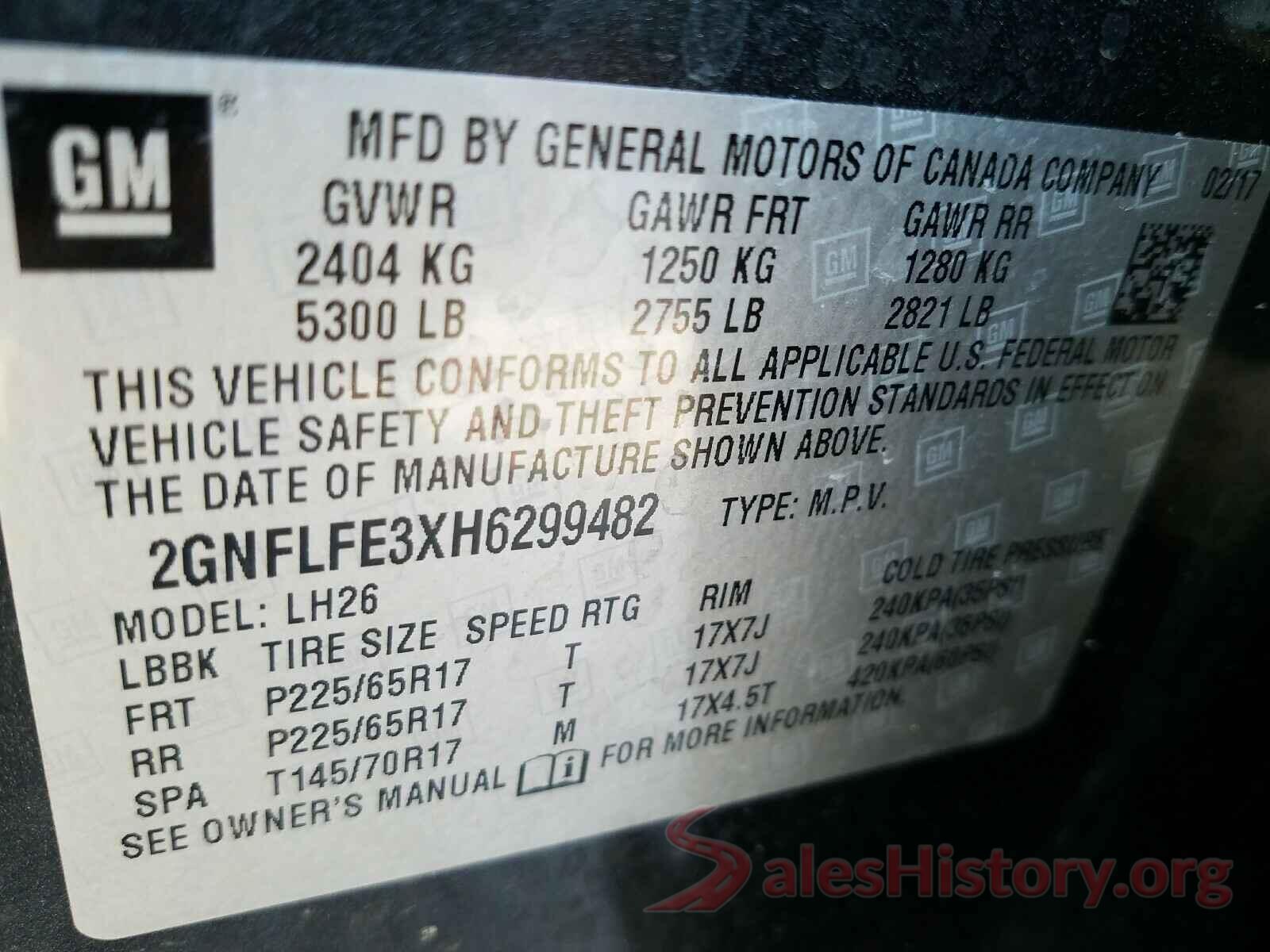 2GNFLFE3XH6299482 2017 CHEVROLET EQUINOX