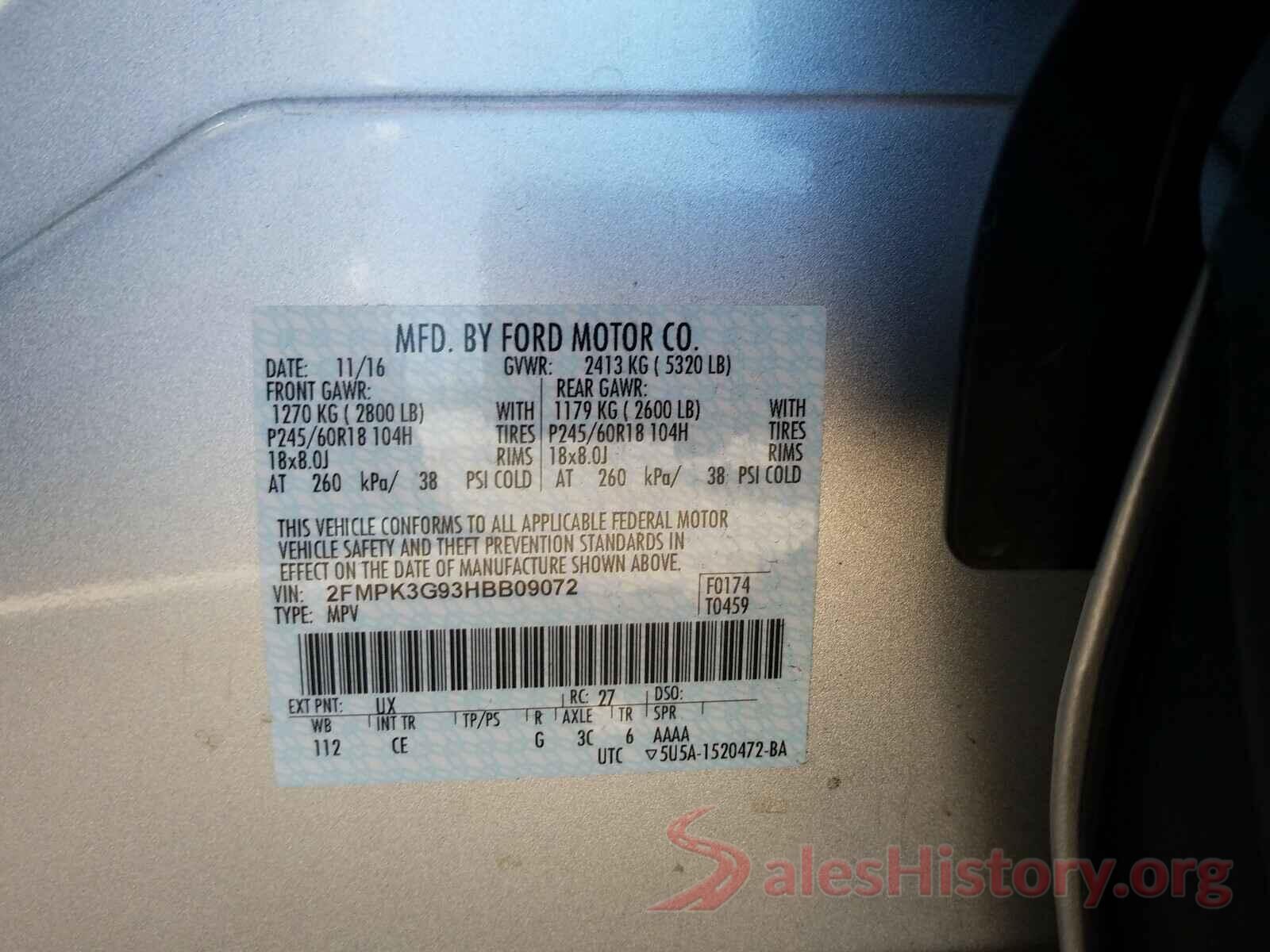 2FMPK3G93HBB09072 2017 FORD EDGE