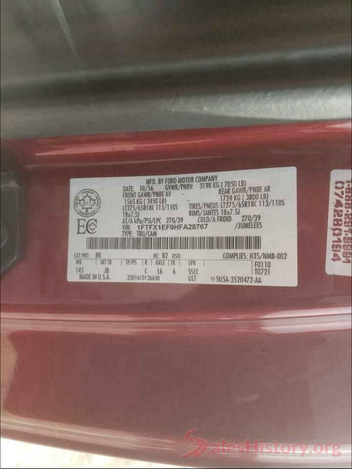 1FTFX1EF9HFA28767 2017 FORD F150