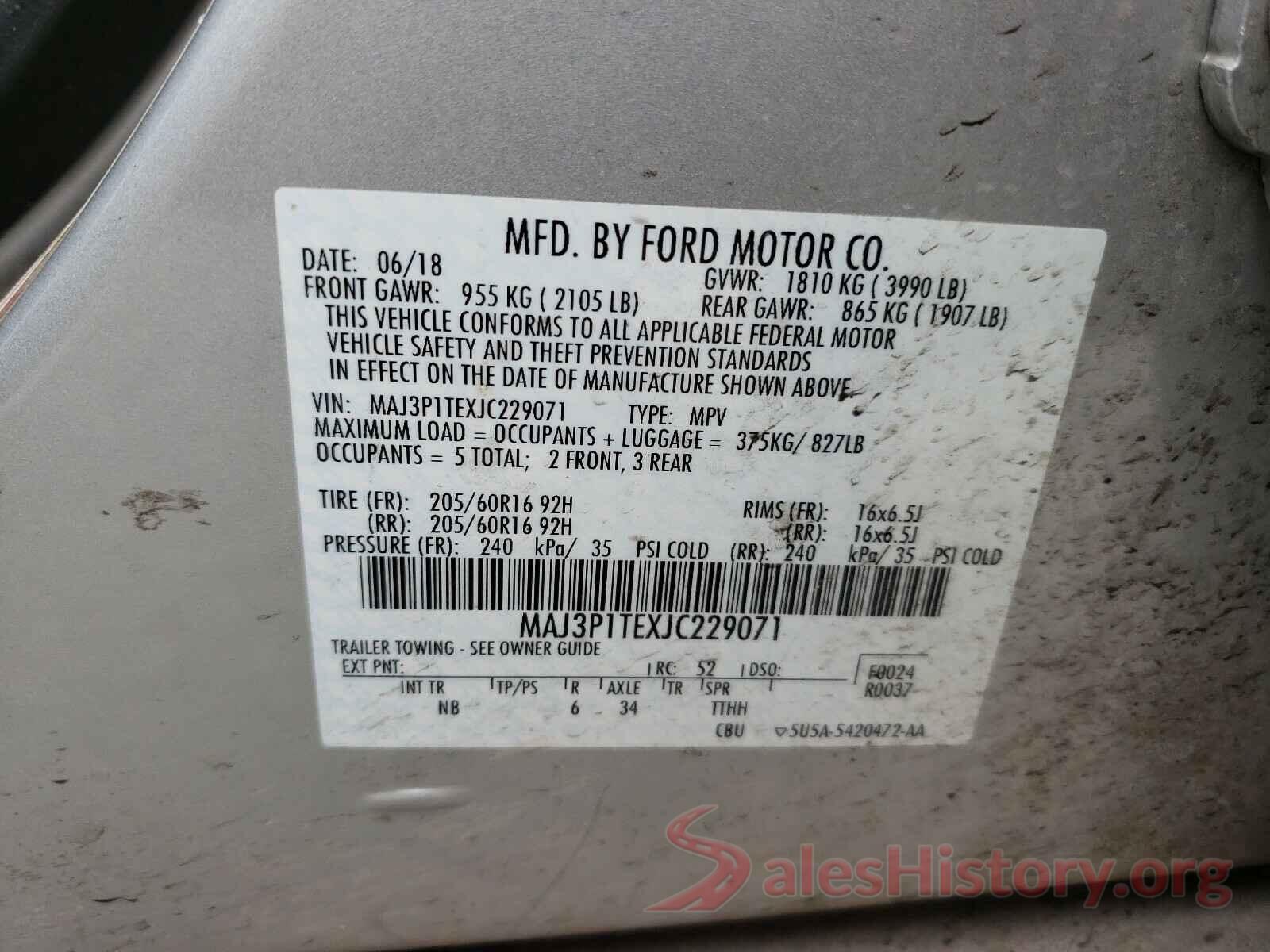 MAJ3P1TEXJC229071 2018 FORD ALL OTHER