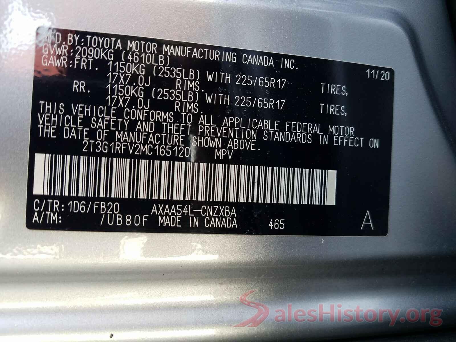 2T3G1RFV2MC165120 2021 TOYOTA RAV4