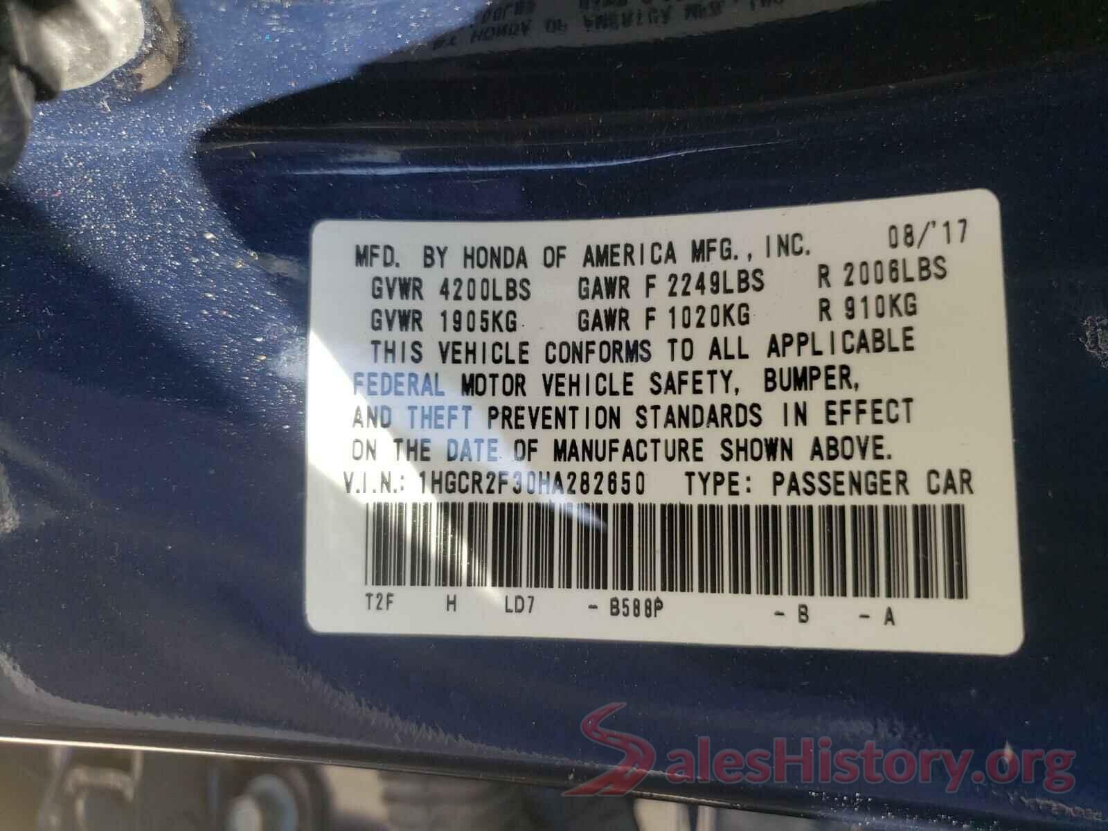 1HGCR2F30HA282650 2017 HONDA ACCORD