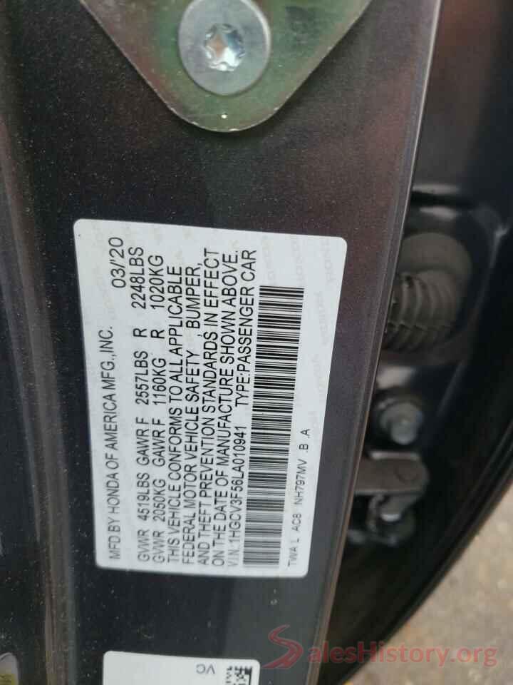 1HGCV3F56LA010941 2020 HONDA ACCORD