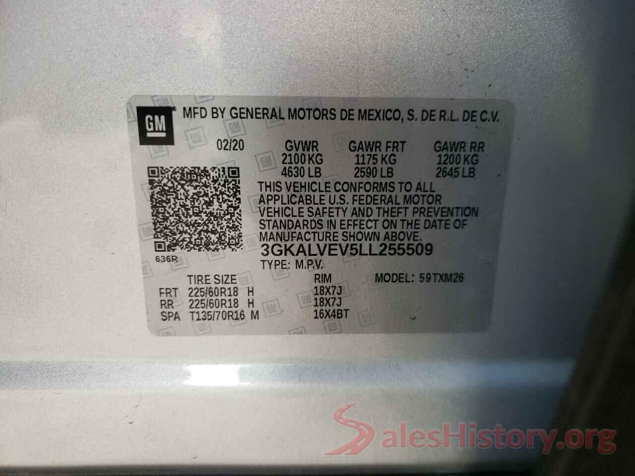 3GKALVEV5LL255509 2020 GMC TERRAIN