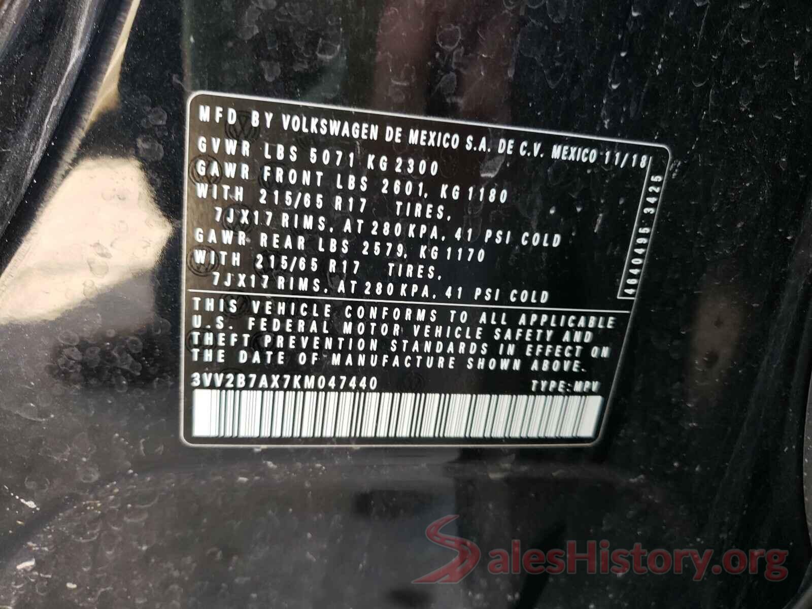 3VV2B7AX7KM047440 2019 VOLKSWAGEN TIGUAN