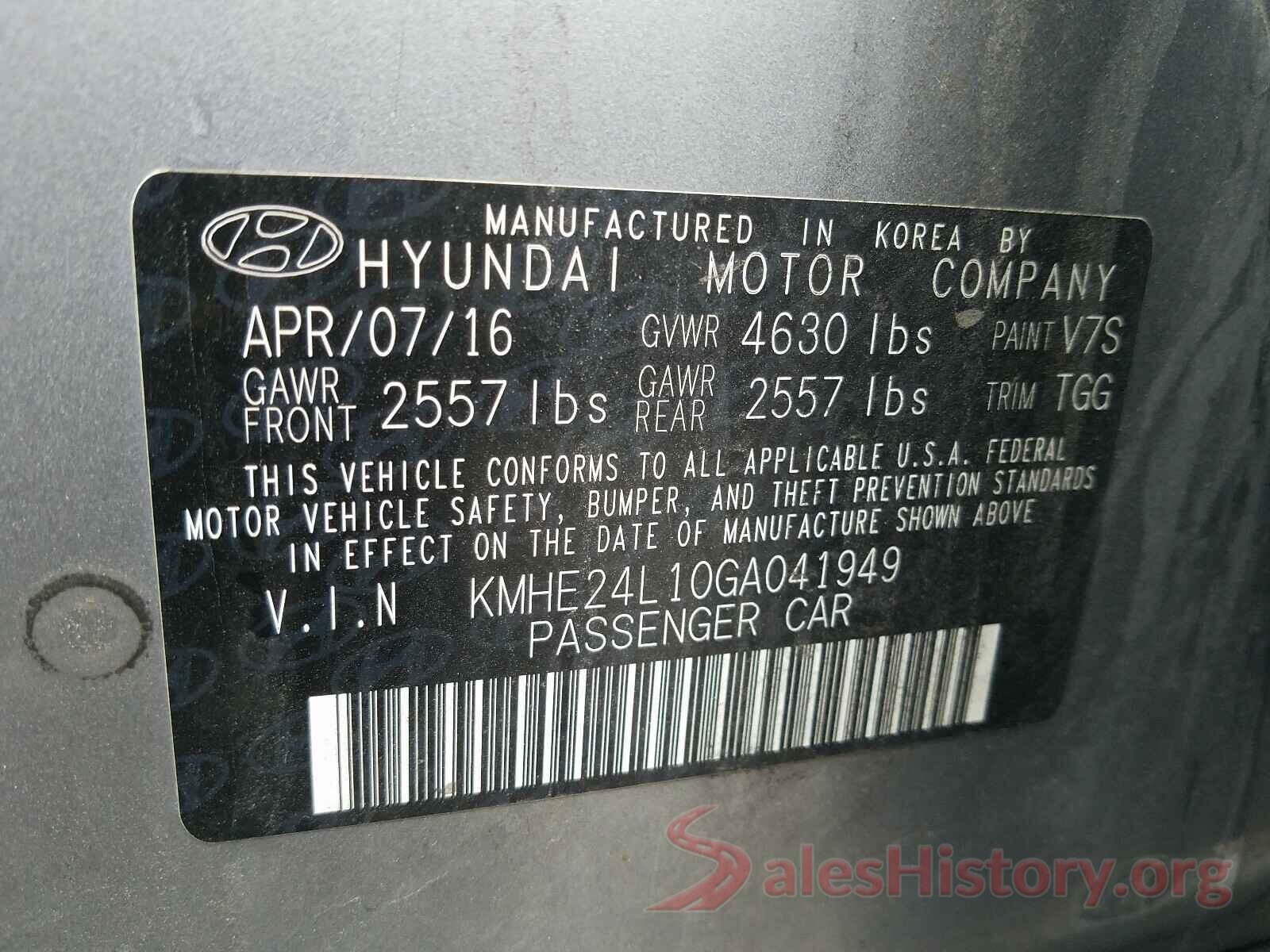 KMHE24L10GA041949 2016 HYUNDAI SONATA