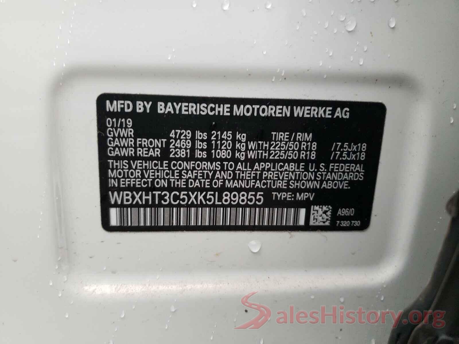 WBXHT3C5XK5L89855 2019 BMW X1