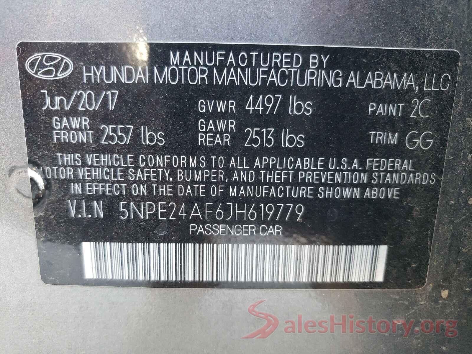 5NPE24AF6JH619779 2018 HYUNDAI SONATA