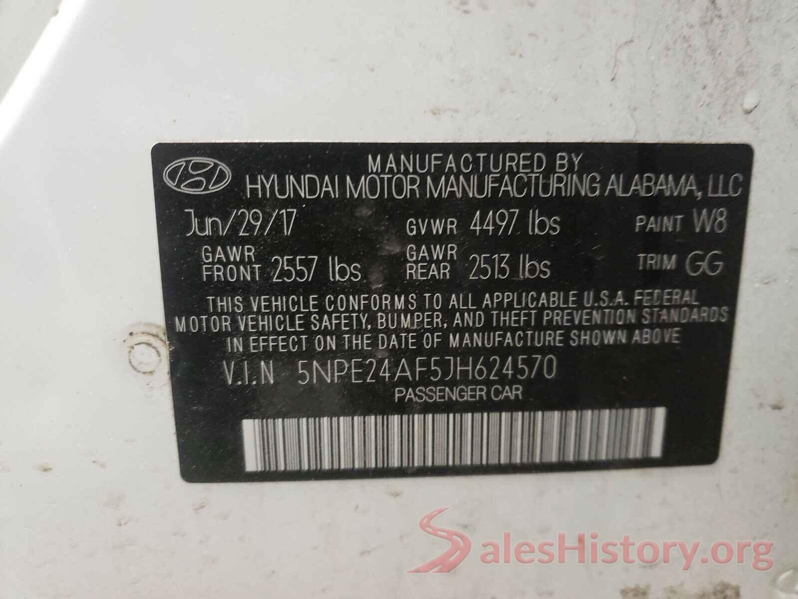 5NPE24AF5JH624570 2018 HYUNDAI SONATA