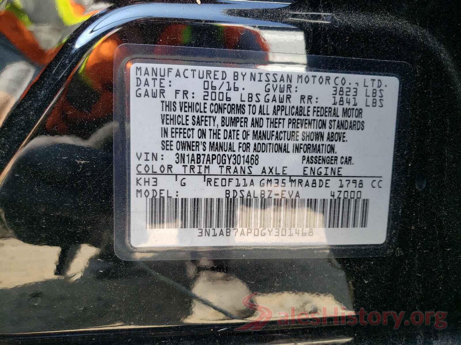 3N1AB7AP0GY301468 2016 NISSAN SENTRA