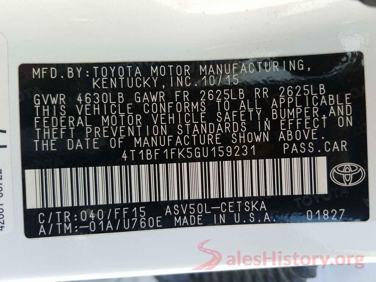 4T1BF1FK5GU159231 2016 TOYOTA CAMRY