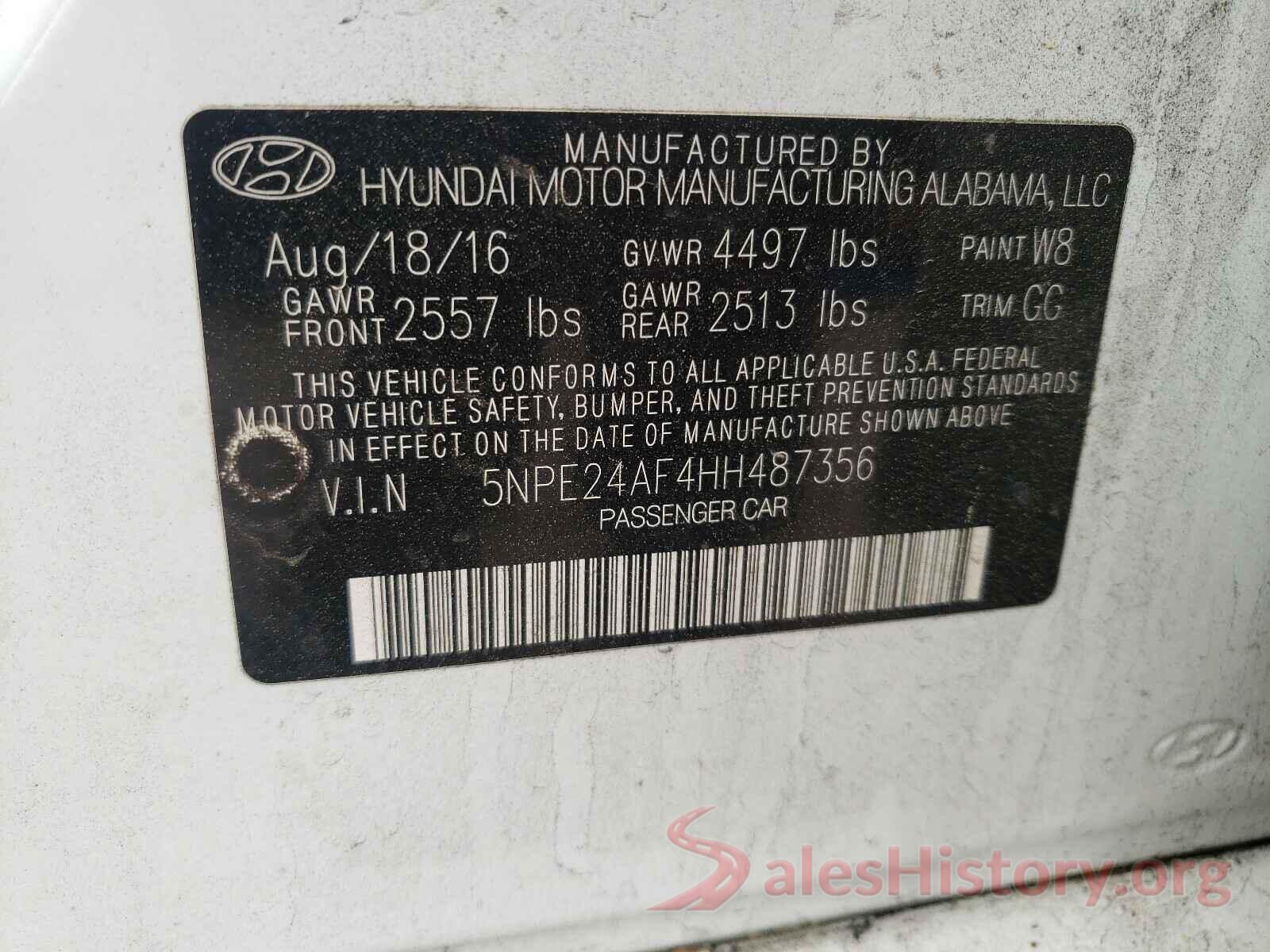 5NPE24AF4HH487356 2017 HYUNDAI SONATA