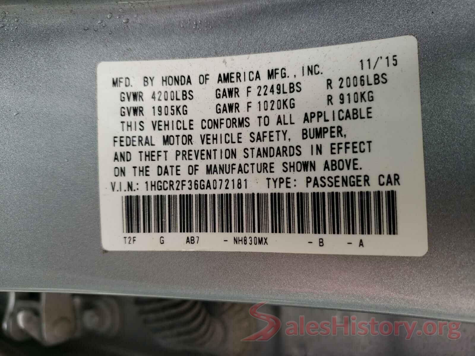 1HGCR2F36GA072181 2016 HONDA ACCORD