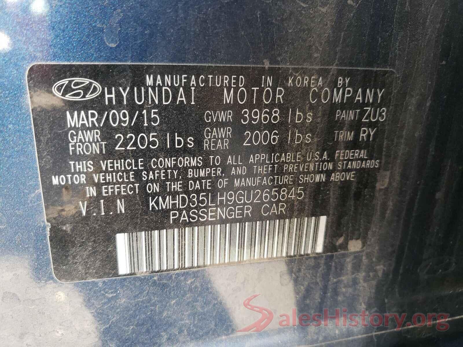 KMHD35LH9GU265845 2016 HYUNDAI ELANTRA