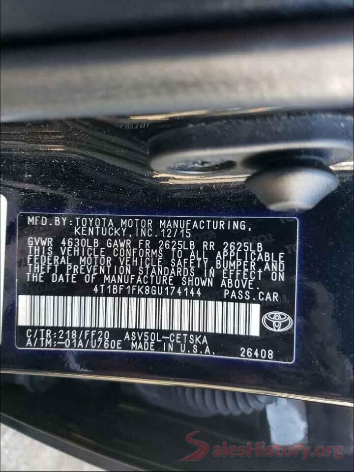 4T1BF1FK8GU174144 2016 TOYOTA CAMRY