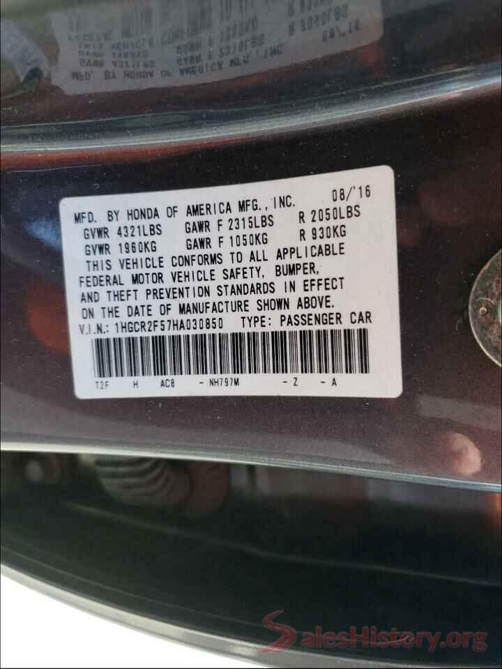 1HGCR2F57HA030850 2017 HONDA ACCORD