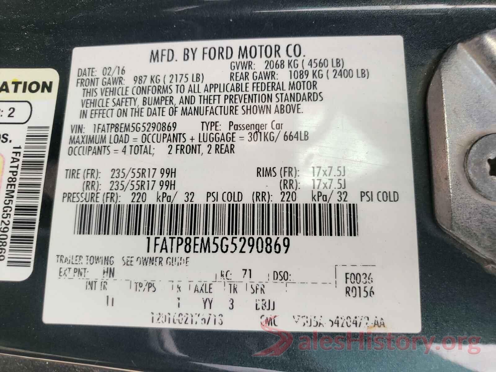 1FATP8EM5G5290869 2016 FORD MUSTANG