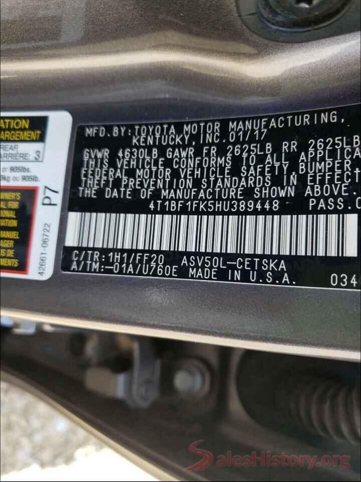 4T1BF1FK5HU389448 2017 TOYOTA CAMRY