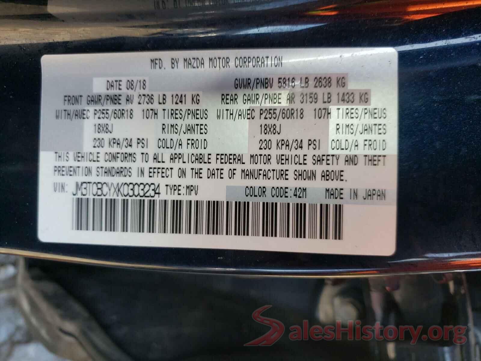 JM3TCBCYXK0303234 2019 MAZDA CX-9