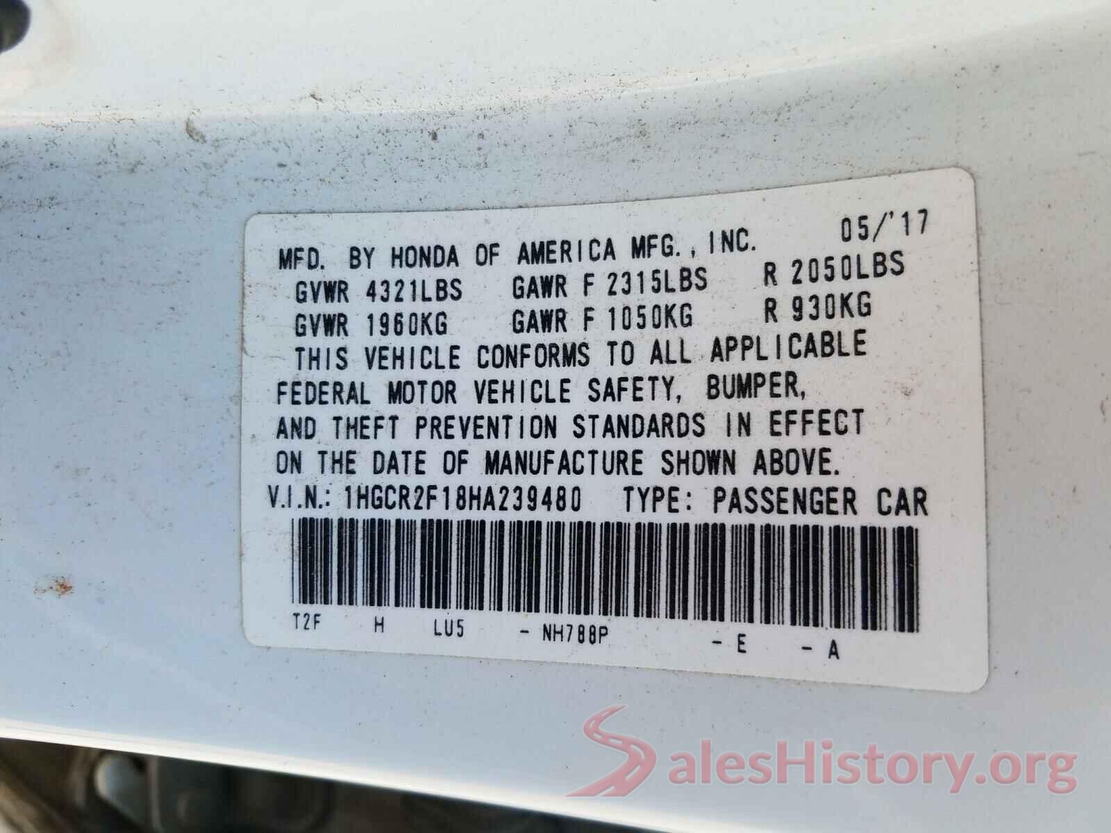 1HGCR2F18HA239480 2017 HONDA ACCORD