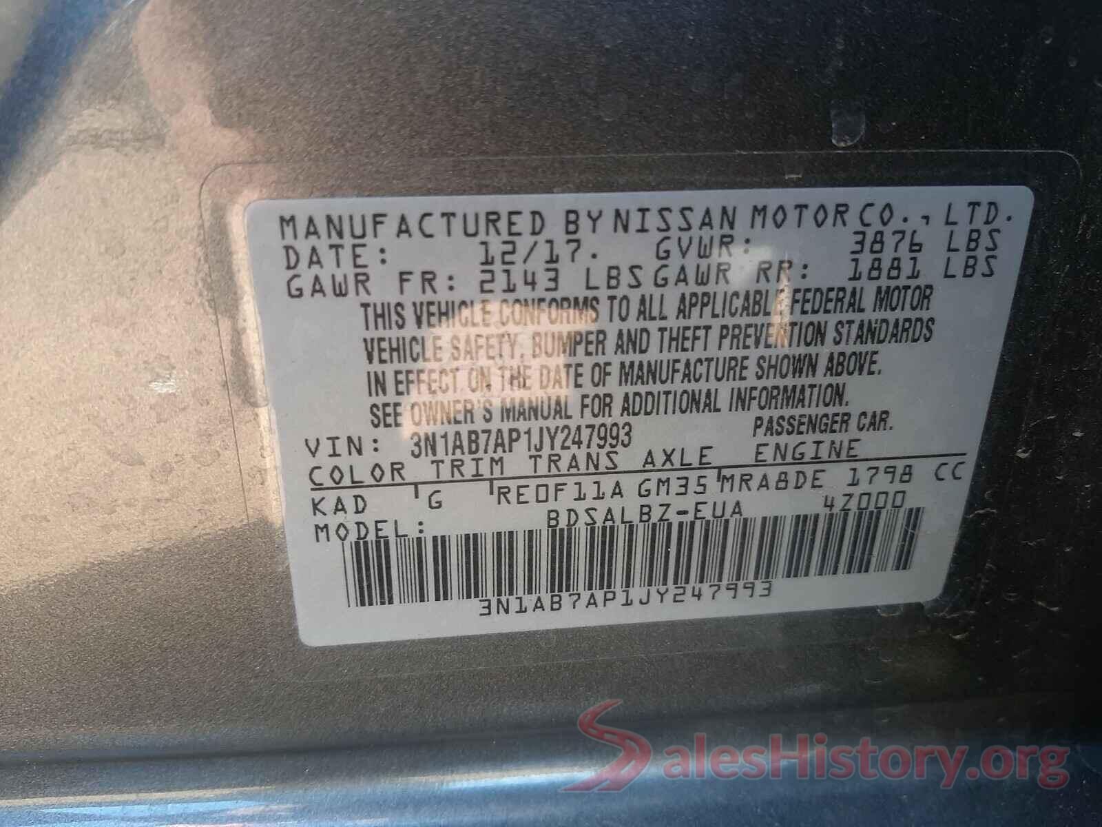 3N1AB7AP1JY247993 2018 NISSAN SENTRA