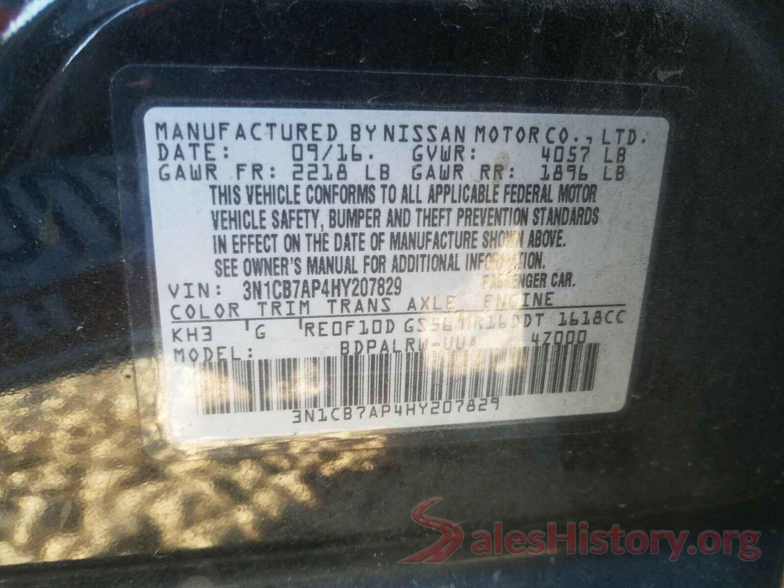 3N1CB7AP4HY207829 2017 NISSAN SENTRA