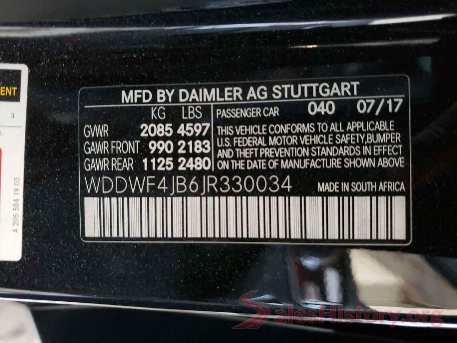 WDDWF4JB6JR330034 2018 MERCEDES-BENZ C CLASS