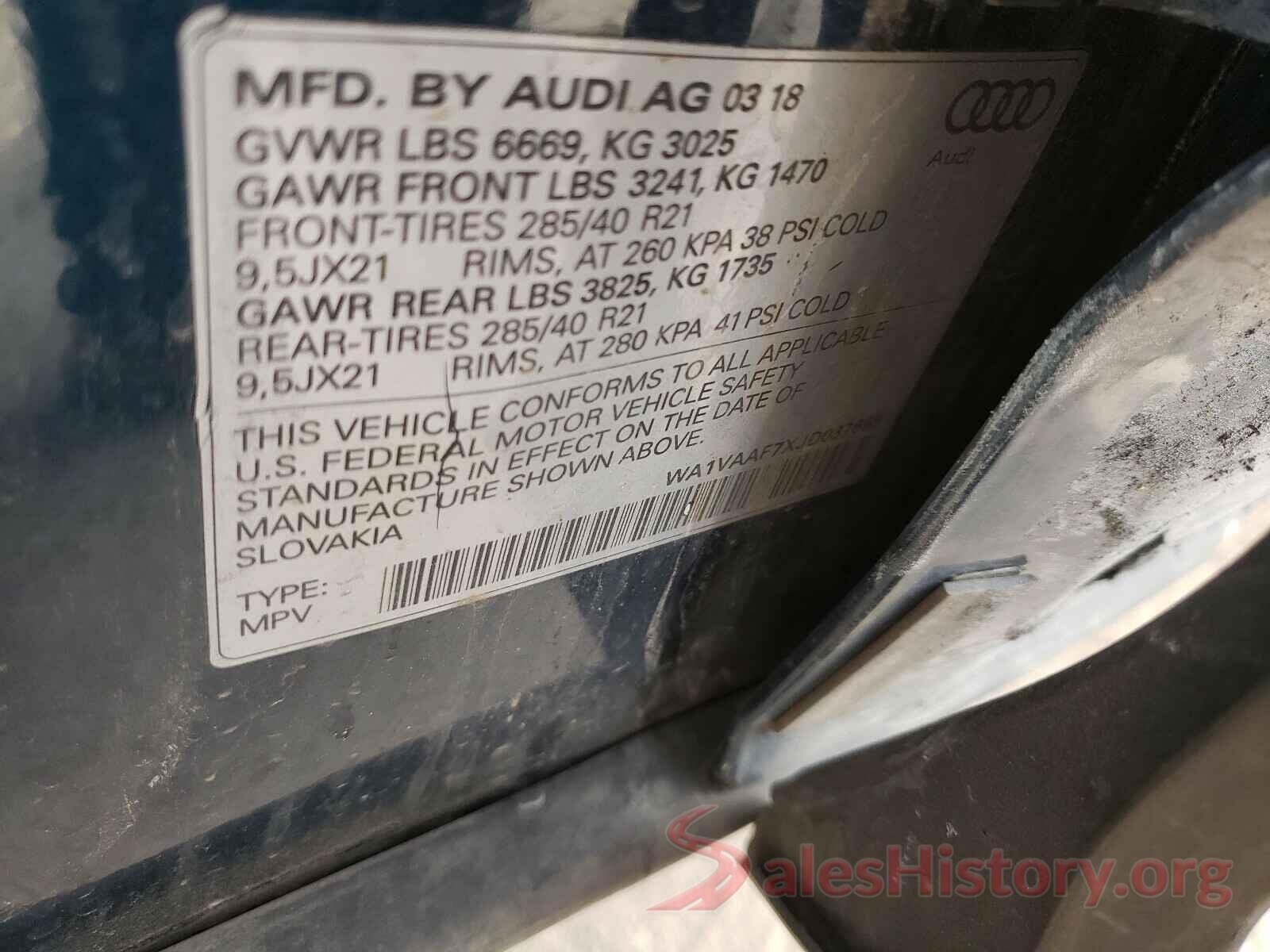 WA1VAAF7XJD037655 2018 AUDI Q7