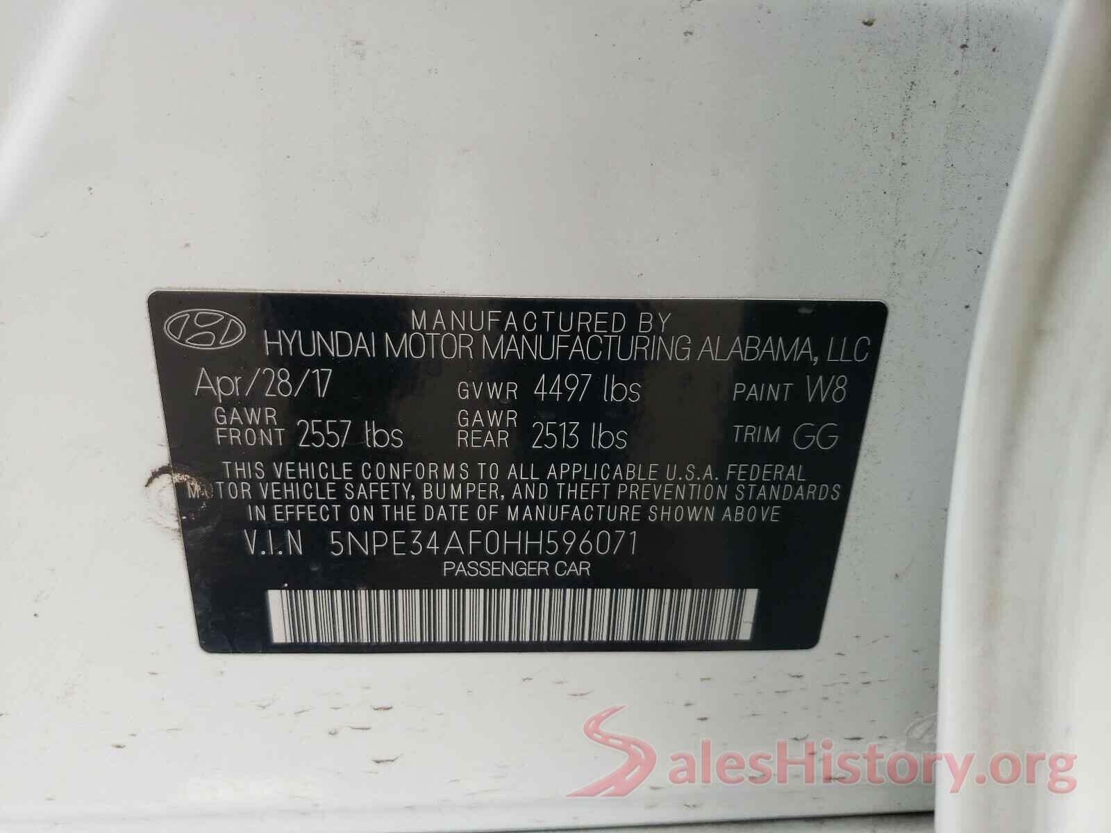 5NPE34AF0HH596071 2017 HYUNDAI SONATA