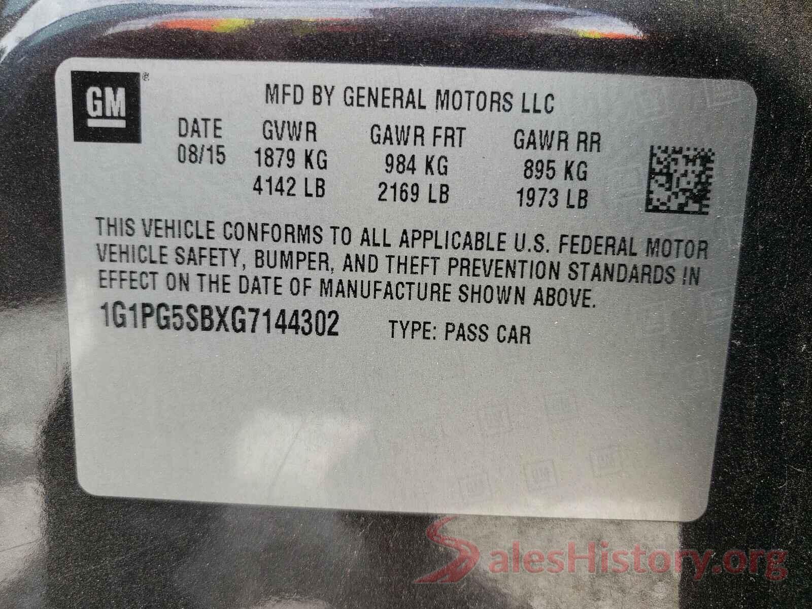 1G1PG5SBXG7144302 2016 CHEVROLET CRUZE