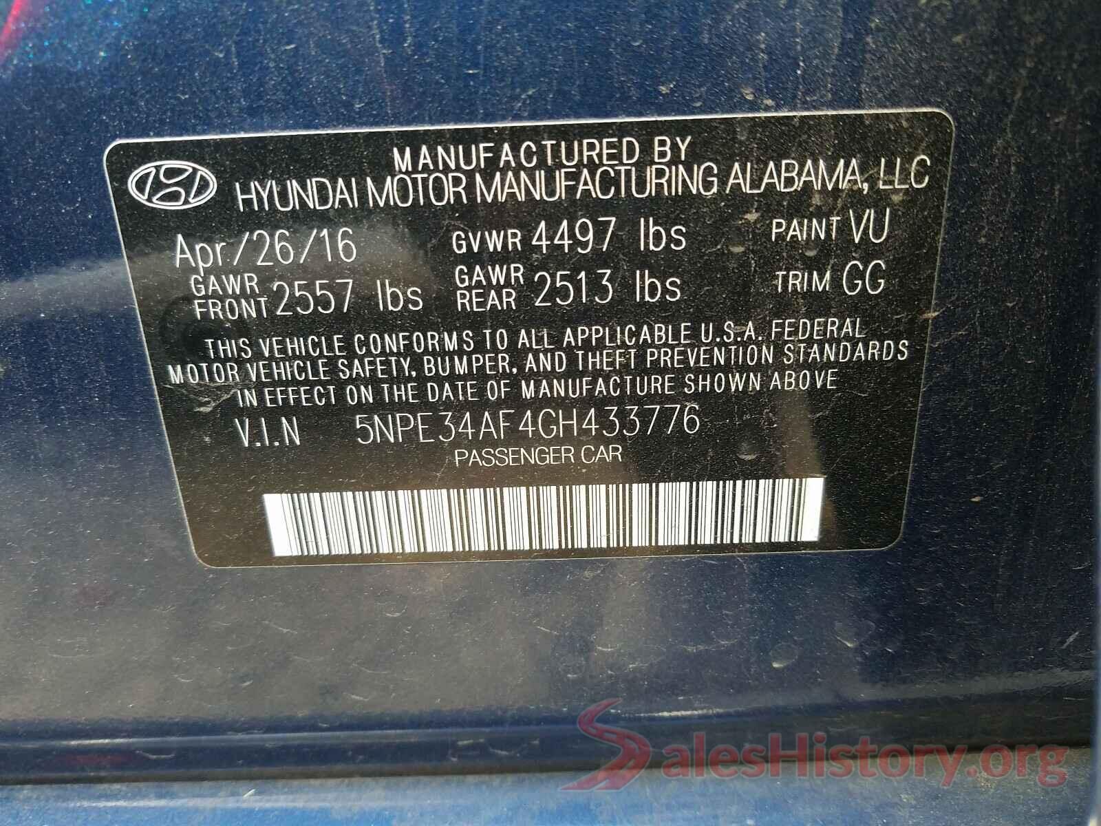 5NPE34AF4GH433776 2016 HYUNDAI SONATA