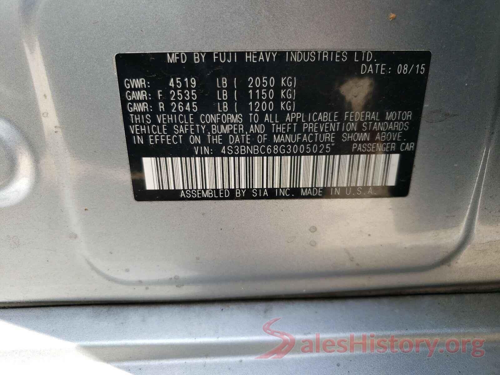 4S3BNBC68G3005025 2016 SUBARU LEGACY