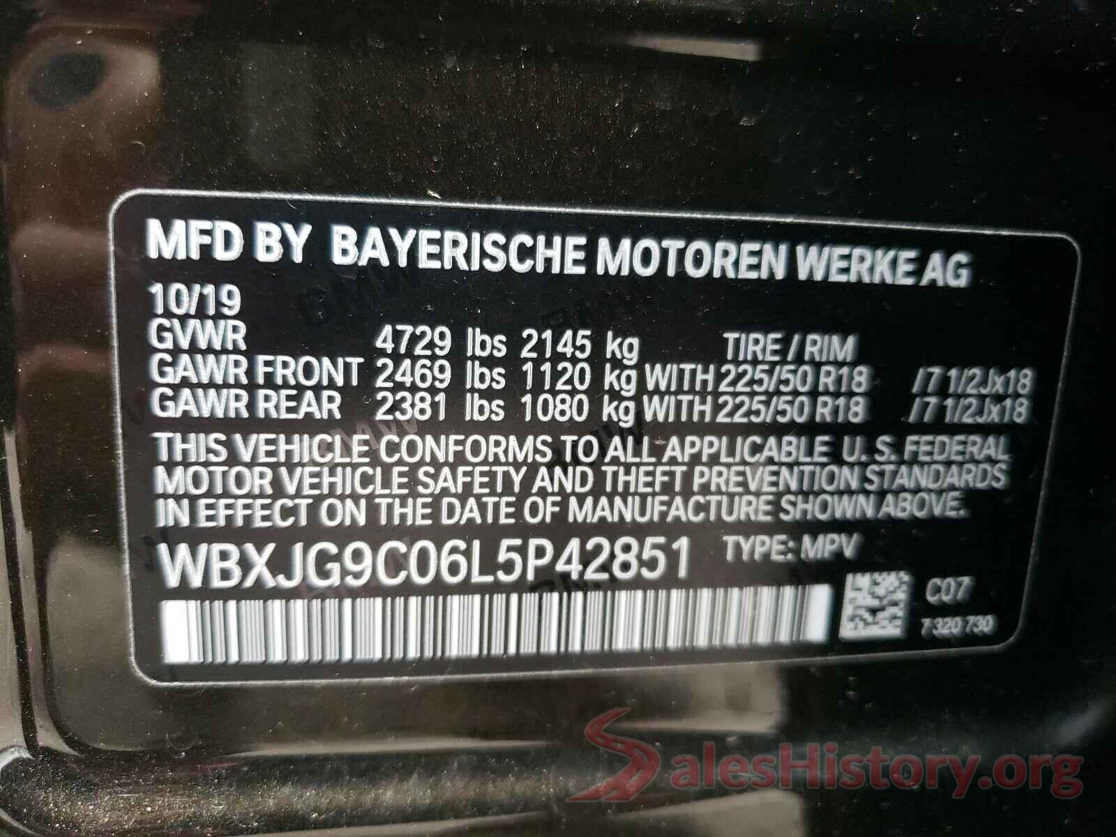 WBXJG9C06L5P42851 2020 BMW X1