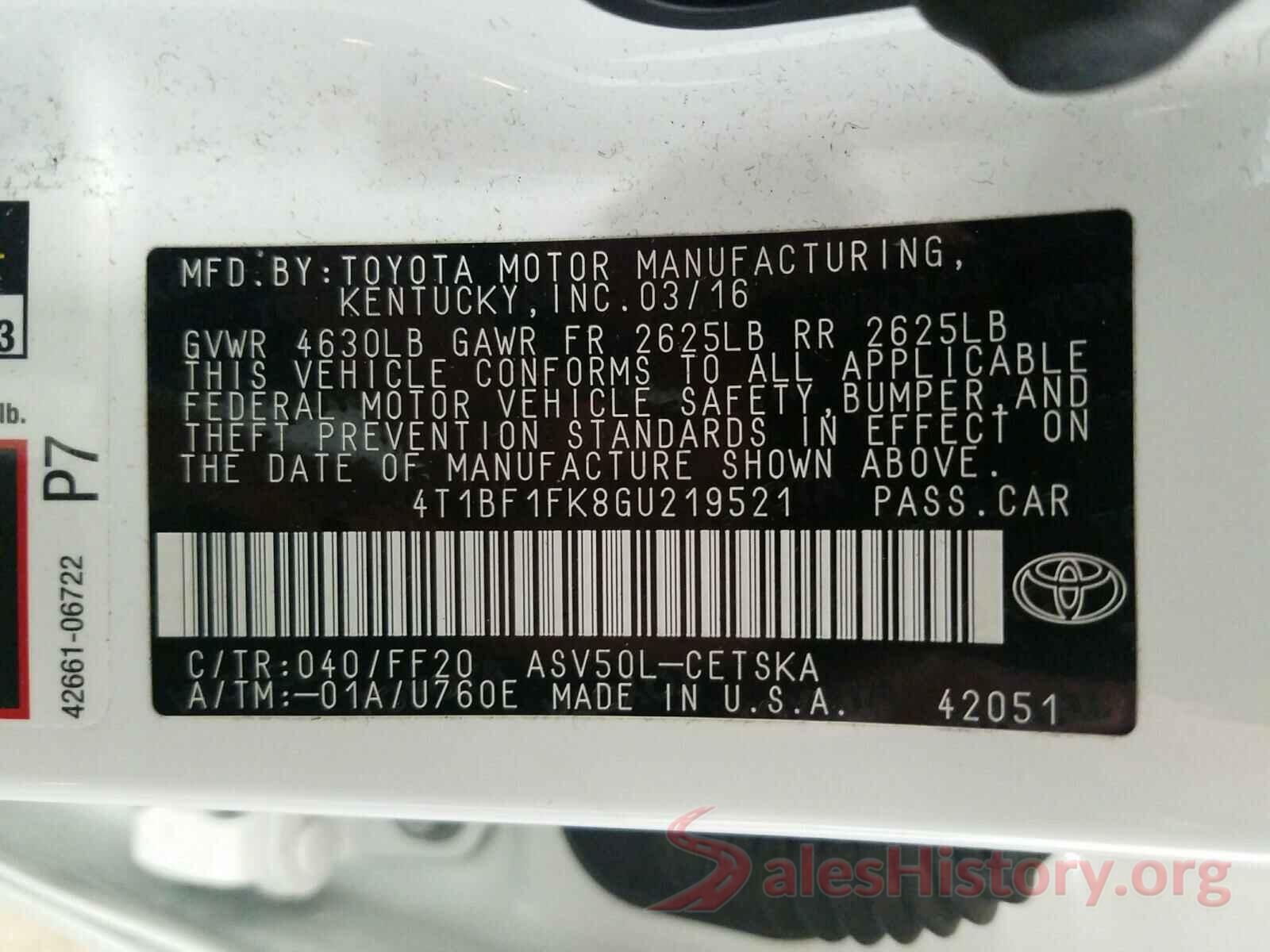 4T1BF1FK8GU219521 2016 TOYOTA CAMRY