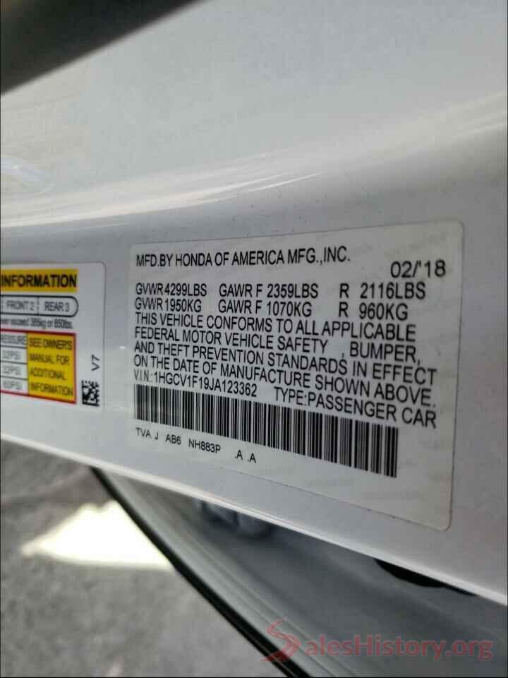 1HGCV1F19JA123362 2018 HONDA ACCORD