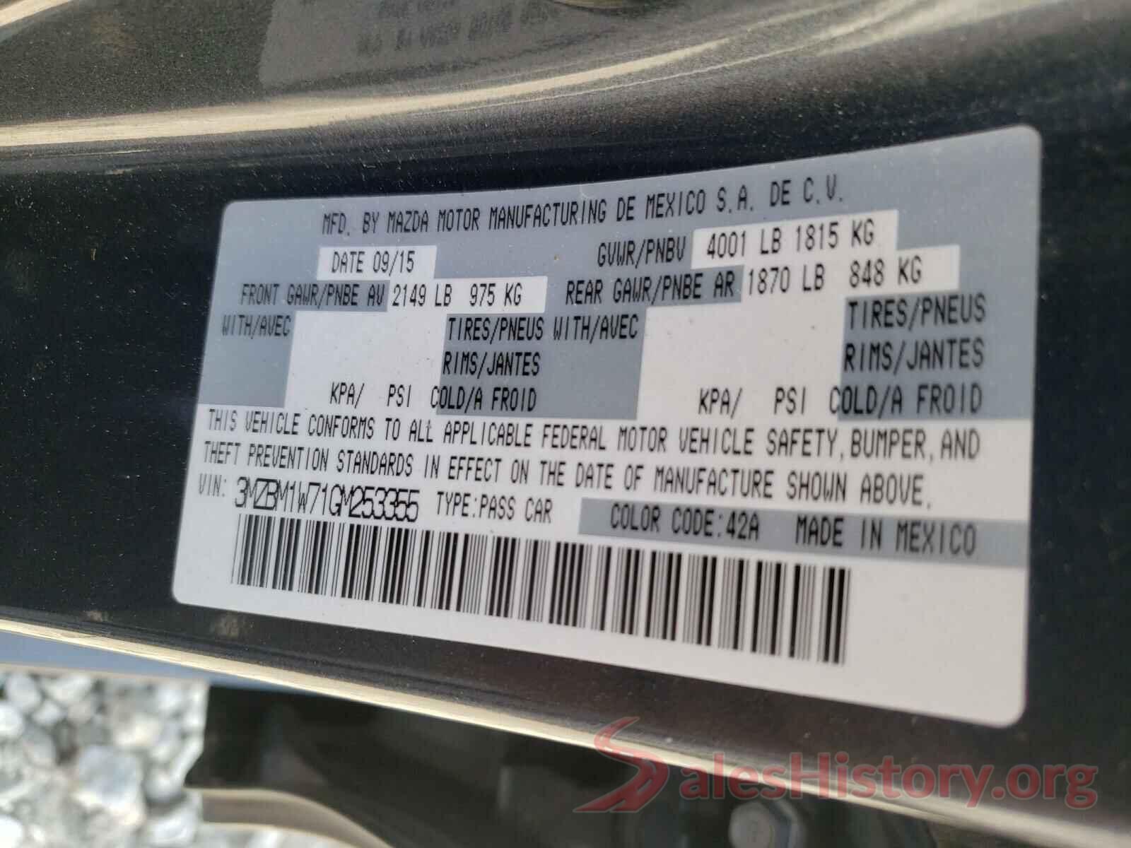 3MZBM1W71GM253355 2016 MAZDA 3