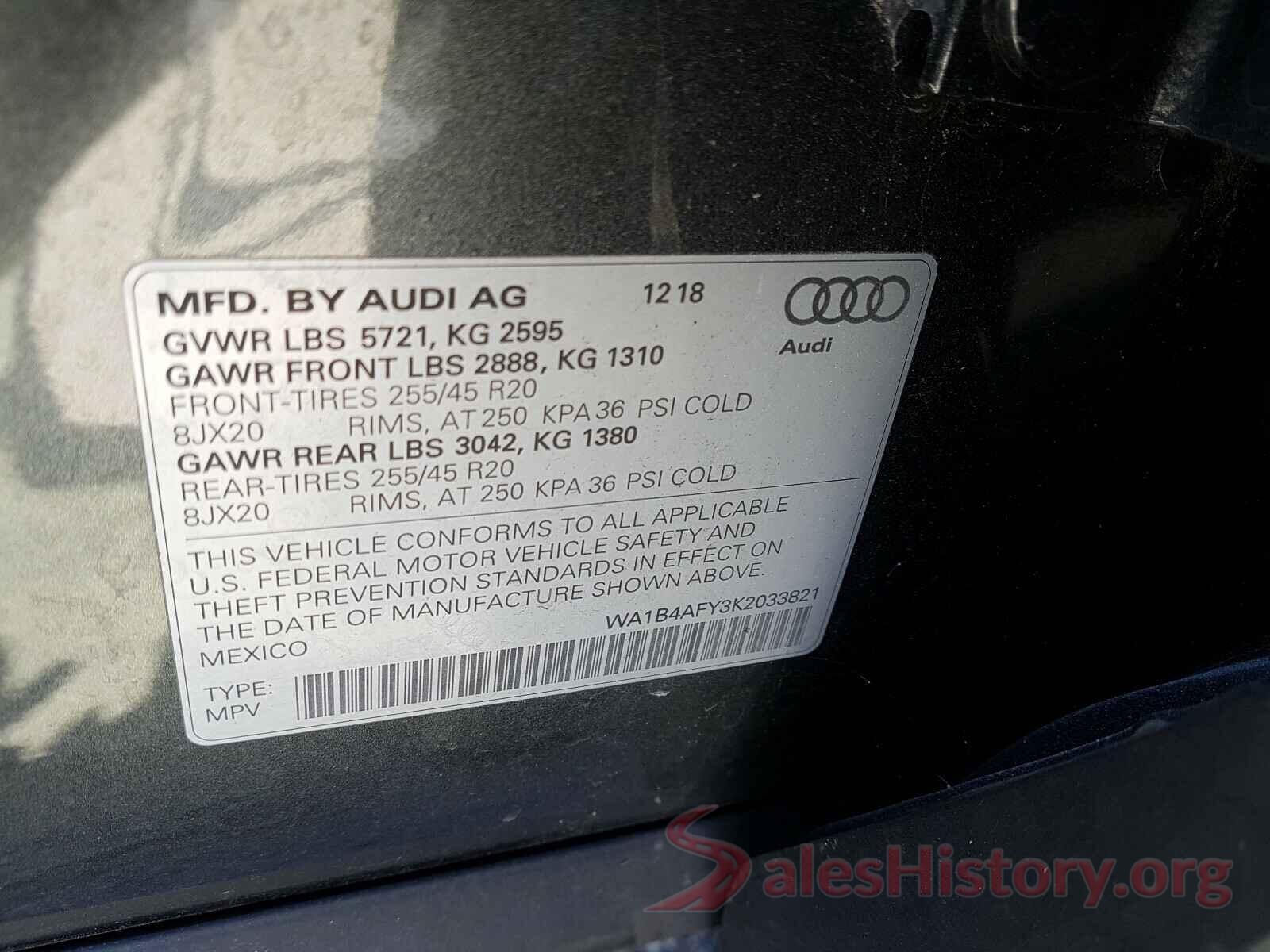 WA1B4AFY3K2033821 2019 AUDI SQ5