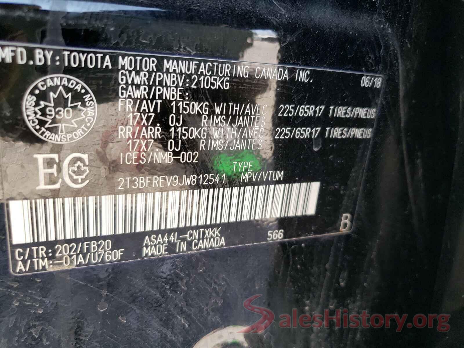 2T3BFREV9JW812541 2018 TOYOTA RAV4