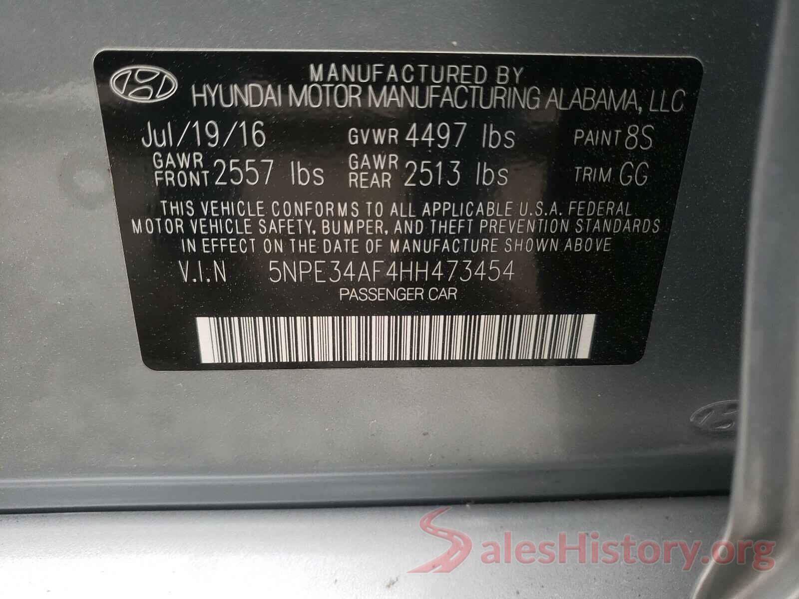 5NPE34AF4HH473454 2017 HYUNDAI SONATA