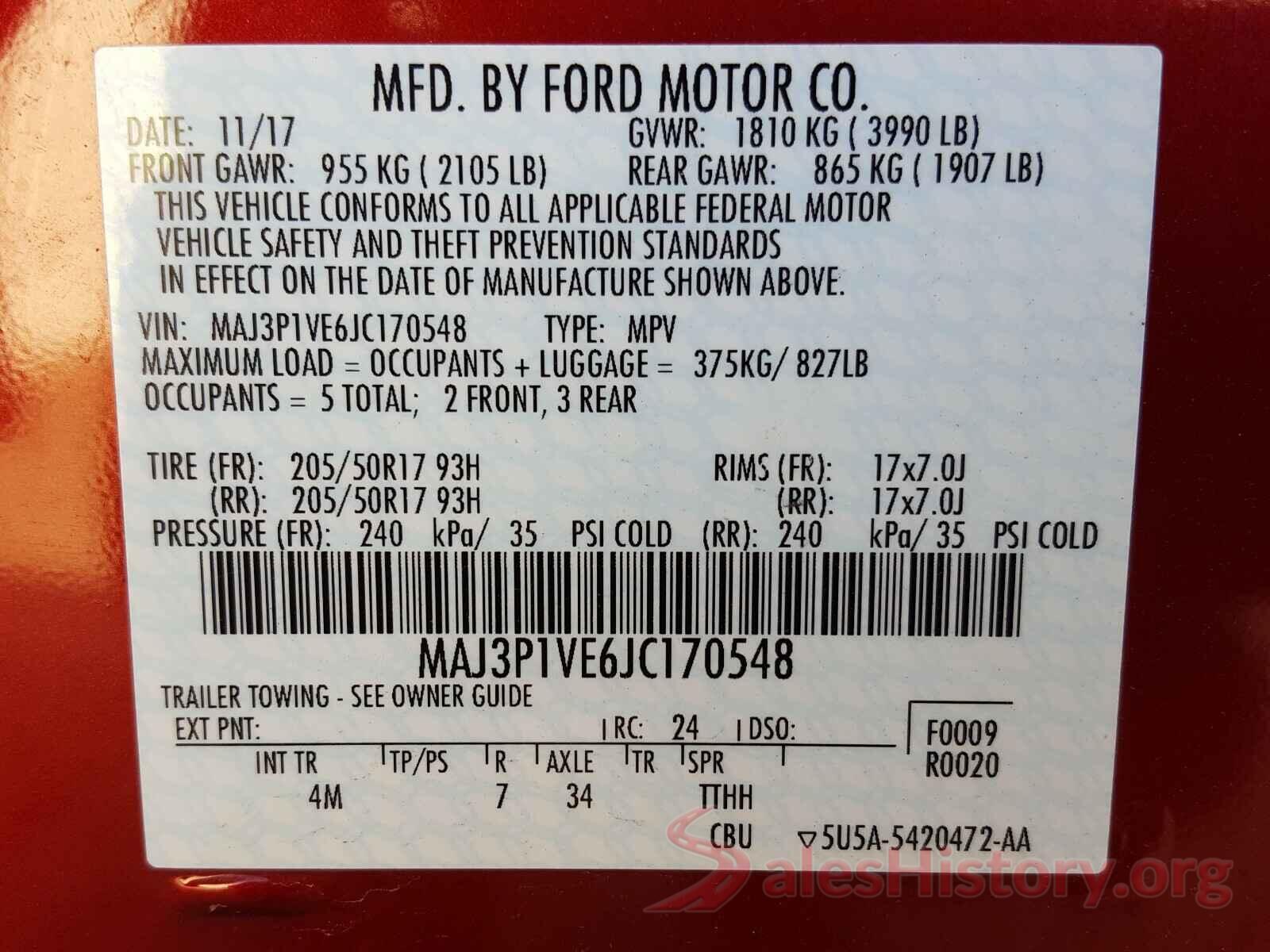 MAJ3P1VE6JC170548 2018 FORD ALL OTHER