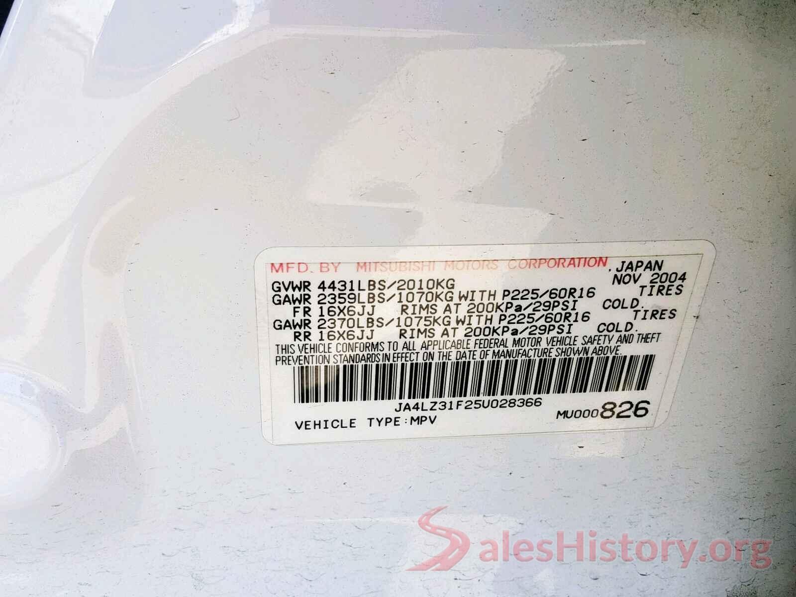 JA4LZ31F25U028366 2005 MITSUBISHI OUTLANDER