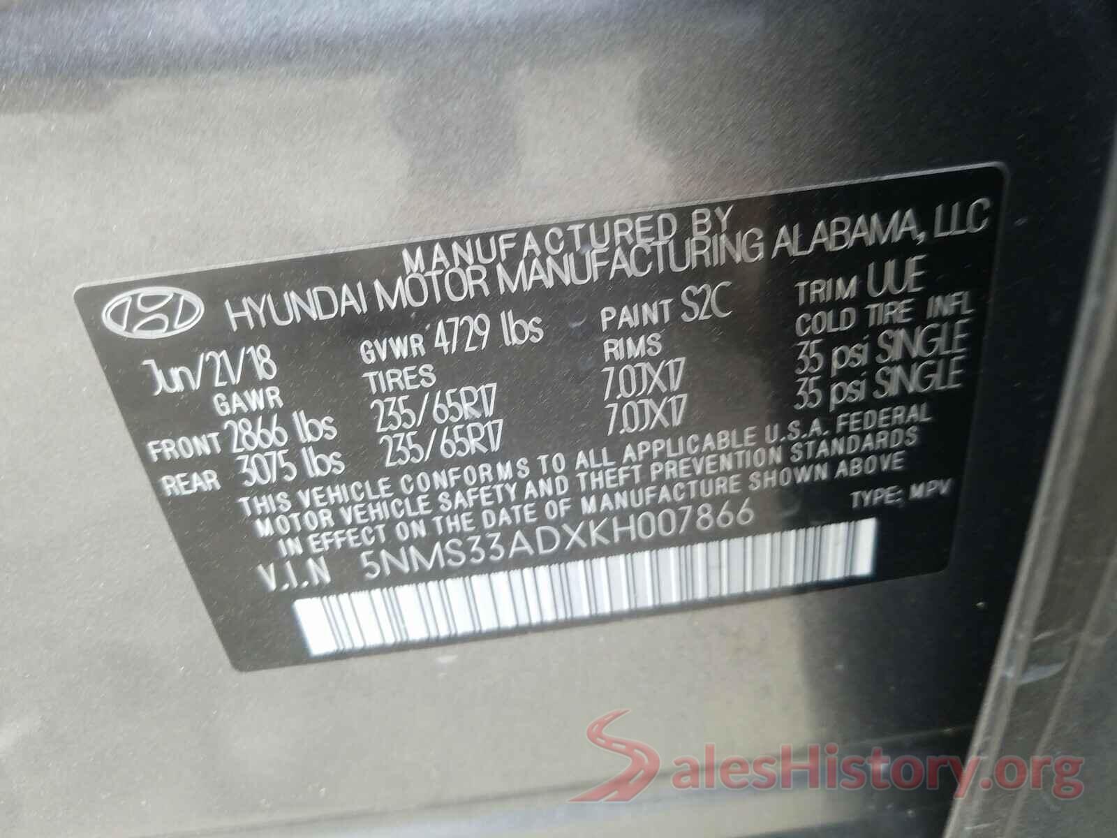 5NMS33ADXKH007866 2019 HYUNDAI SANTA FE