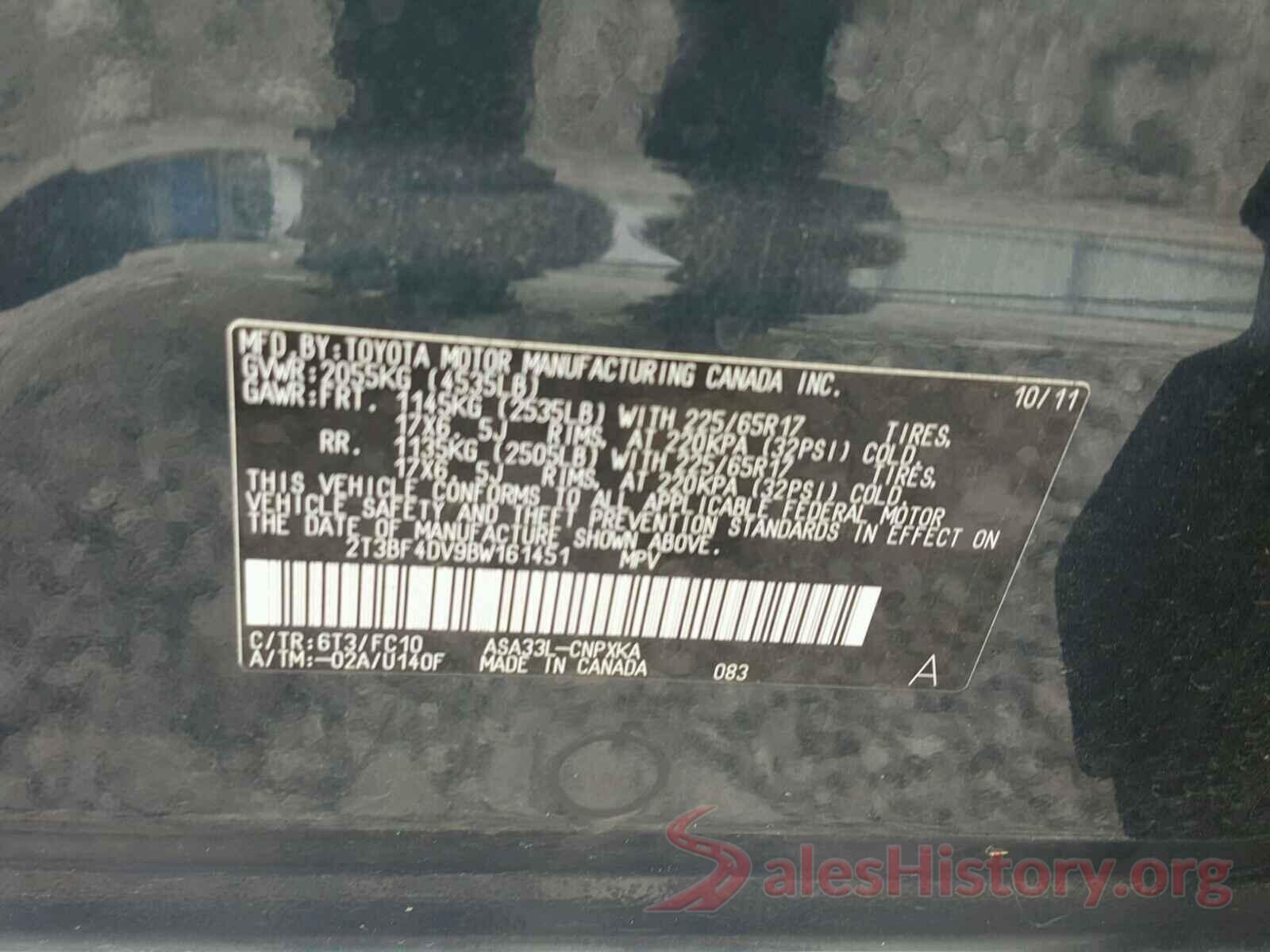 2T3BF4DV9BW161451 2011 TOYOTA RAV4