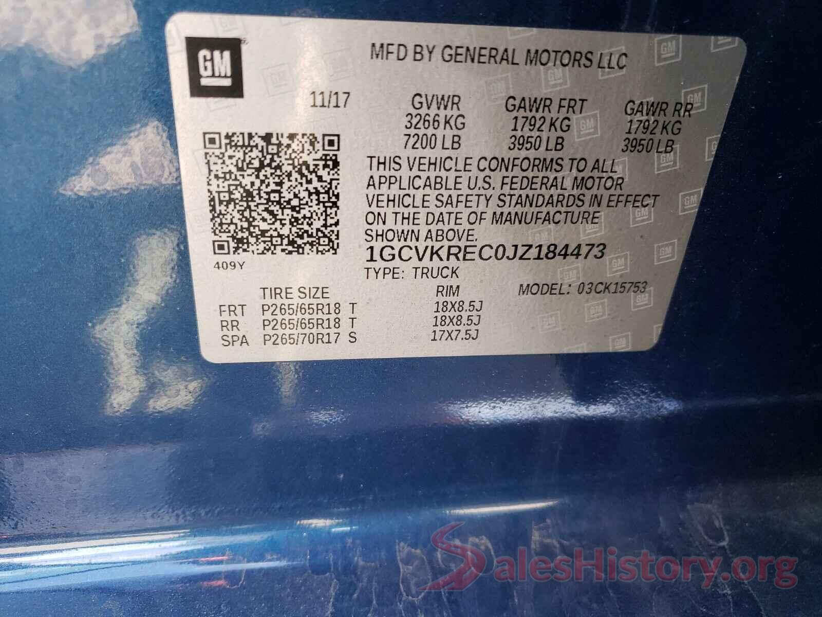 1GCVKREC0JZ184473 2018 CHEVROLET SILVERADO